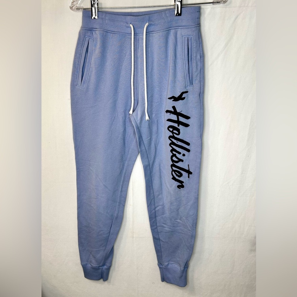 Hollister Women’s Girl’s Junior High Rise Light Blue Joggers with Logo Size XS